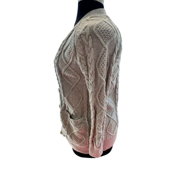 Aritzia Wilfred XS Cable Knit Cardigan Button Front Pockets Long Sleeve Sweater - Picture 4 of 8